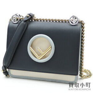 Fendi Cani Handbag Blue Calfskin Chain Shoulder Strap